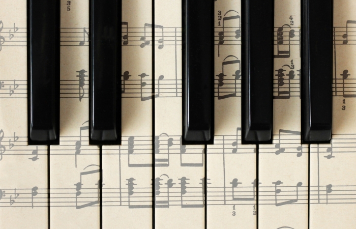 March 28, 2018. Izhevsk Russia Musical notes piano Idea